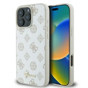 Buy Guess GUHMP16LPGPYSH Apple iPhone 16 Pro hardcase Peony Script Logo MagSafe white - GUE004042 - {ean13} - Home Screen Store Europe