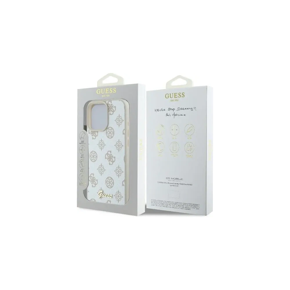 Etui Guess GUHMP16LPGPYSH Apple iPhone 16 Pro hardcase Peony Script Logo MagSafe biały/white