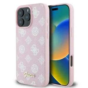 Buy Guess GUHMP16LPGPYSP Apple iPhone 16 Pro hardcase Peony Script Logo MagSafe pink - GUE004040 - {ean13} - Home Screen Store Europe