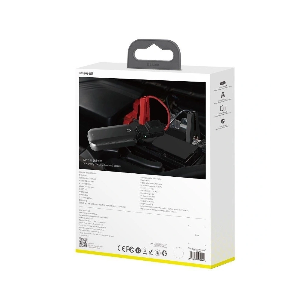 Powerbank / Rozrusznik Baseus Super Energy Car Jump Starter, 8000mAh, 400A, USB (czarny)
