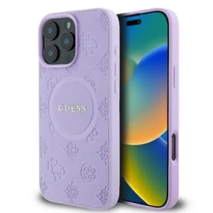 Buy Guess GUHMP16LPSAPSMEU Apple iPhone 16 Pro hardcase Saffiano Peony Classic Logo MagSafe purple - GUE004046 - {ean13} - Home Screen Store Europe