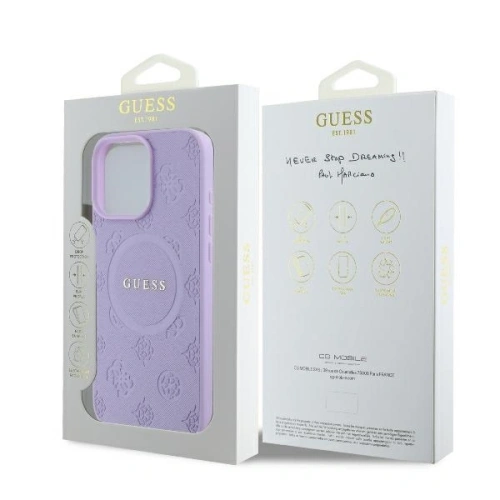 Buy Guess GUHMP16LPSAPSMEU Apple iPhone 16 Pro hardcase Saffiano Peony Classic Logo MagSafe purple - GUE004046 - {ean13} - Home Screen Store Europe