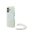 Guess GUHMP16MHCPOFPH Apple iPhone 16 Plus hardcase IML Flori În Întreaga Electro Cu Curea Perlată MagSafe alb