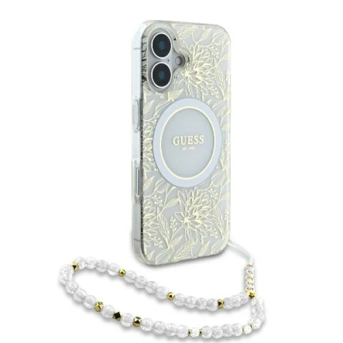 Kup Etui Guess GUHMP16MHCPOFPH Apple iPhone 16 Plus hardcase IML Flowers Allover Electro With Pearl Strap MagSafe bílý/white - GUE003946 - {ean13} - Sklep Home Screen