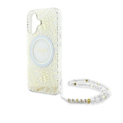 Kup Guess GUHMP16MHCPOFPH Apple iPhone 16 Plus hardcase IML Flori În Întreaga Electro Cu Curea Perlată MagSafe alb - GUE003946 - {ean13} - Sklep Home Screen