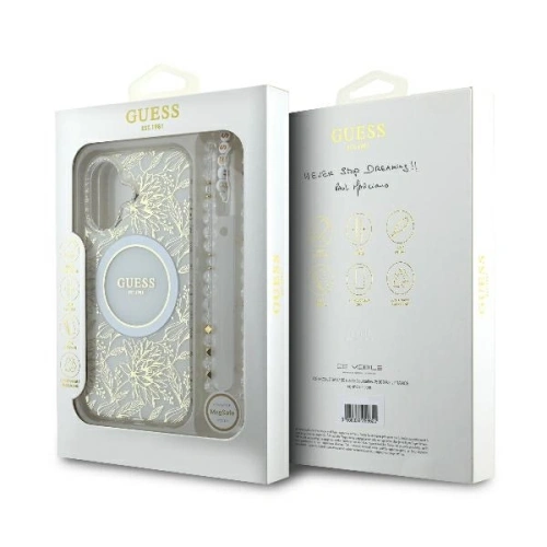 Kup Etui Guess GUHMP16MHCPOFPH Apple iPhone 16 Plus hardcase IML Flowers Allover Electro With Pearl Strap MagSafe bílý/white - GUE003946 - {ean13} - Sklep Home Screen