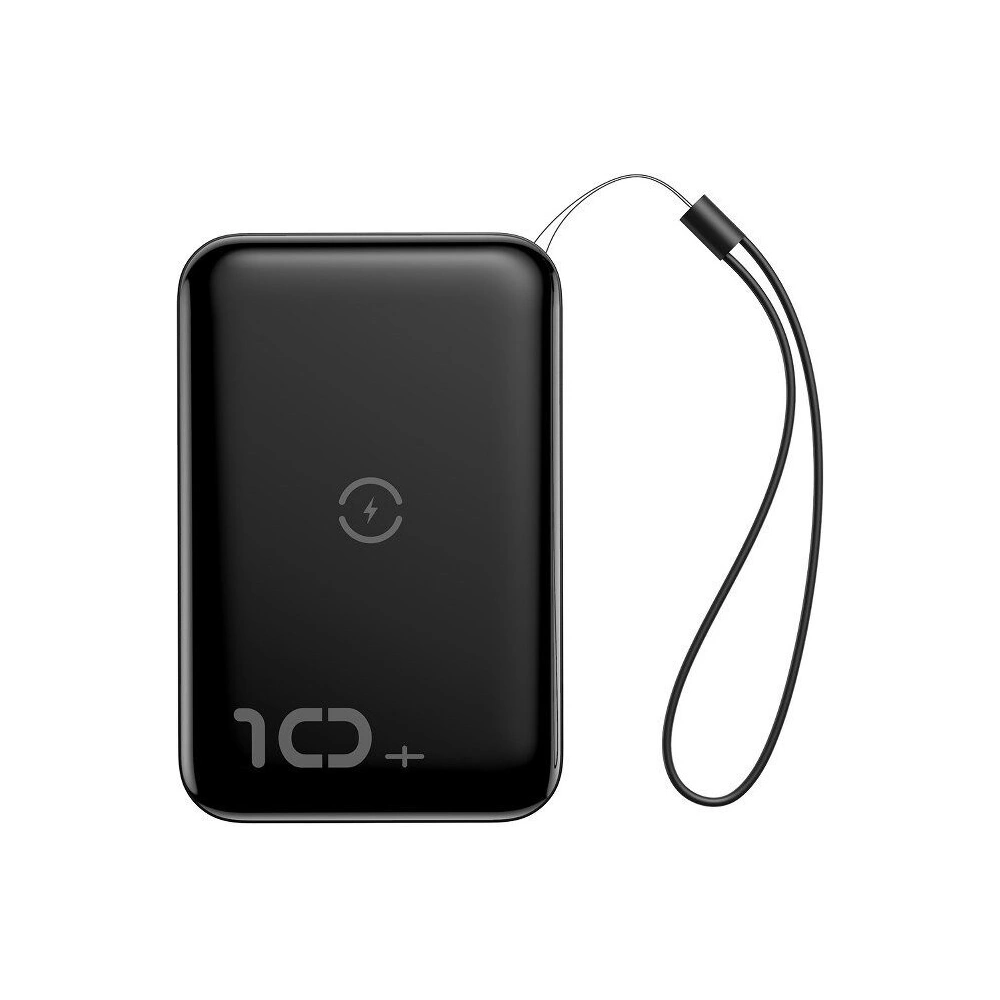 Powerbank Baseus Mini S z ładowaniem indukcyjnym, 10000mAh, 18W, USB (czarny)