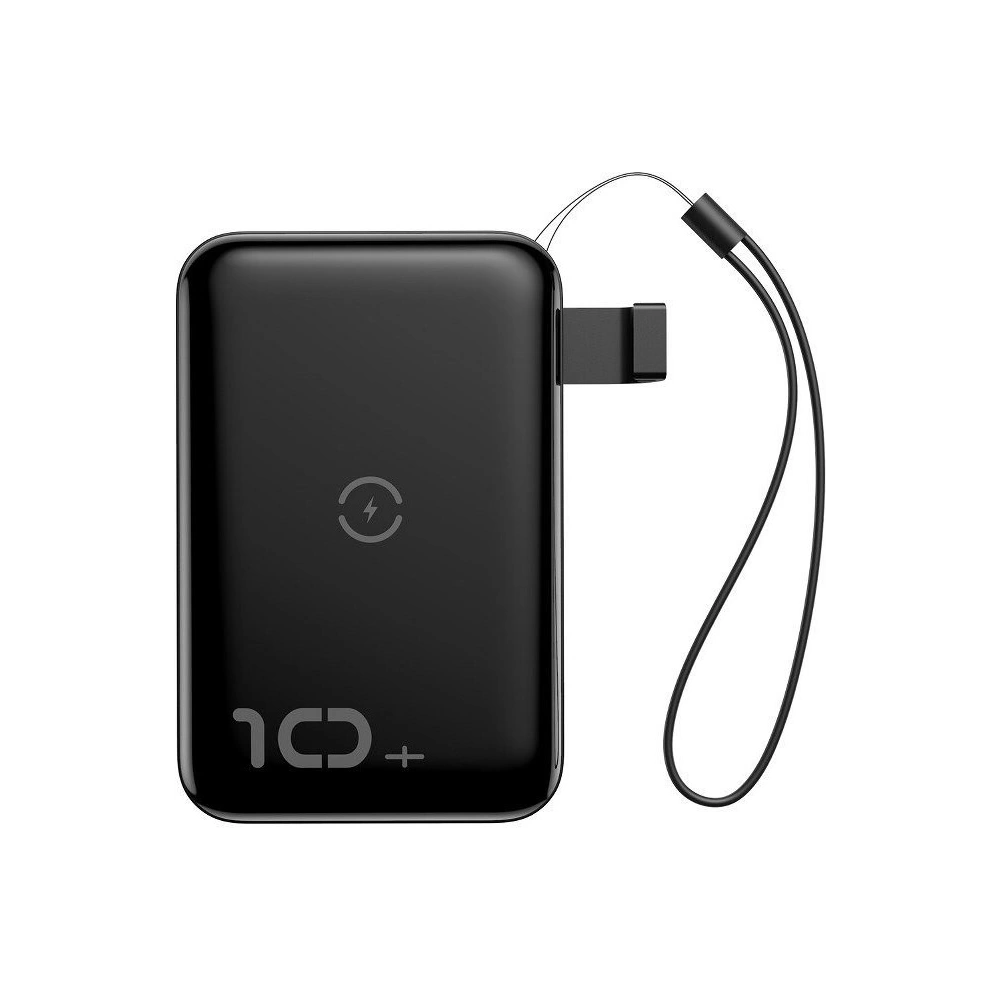 Powerbank Baseus Mini S z ładowaniem indukcyjnym, 10000mAh, 18W, USB (czarny)