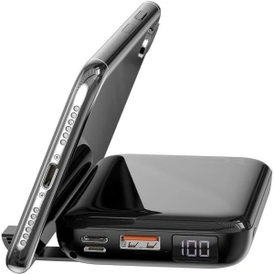 Powerbank Baseus Mini S z ładowaniem indukcyjnym, 10000mAh, 18W, USB (czarny)
