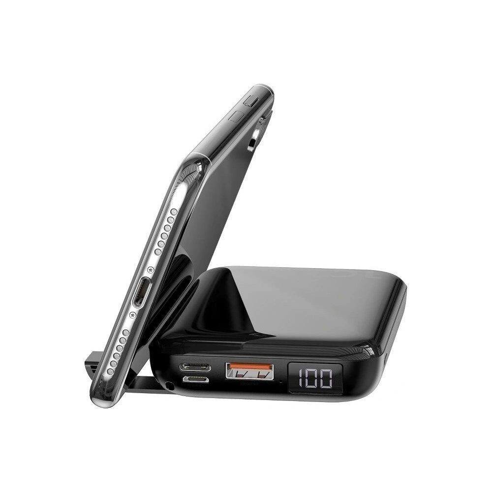 Powerbank Baseus Mini S z ładowaniem indukcyjnym, 10000mAh, 18W, USB (czarny)