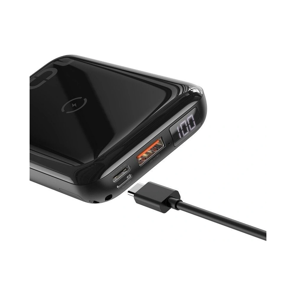Powerbank Baseus Mini S z ładowaniem indukcyjnym, 10000mAh, 18W, USB (czarny)
