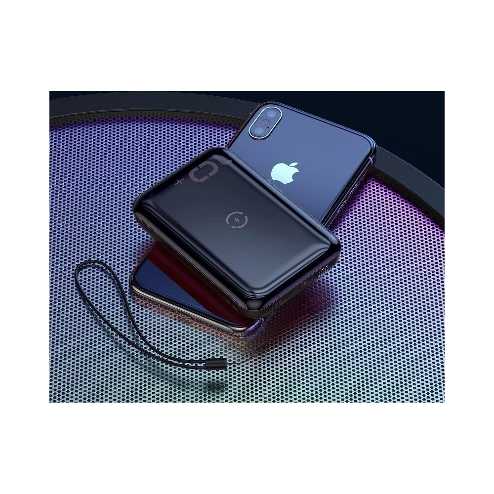 Powerbank Baseus Mini S z ładowaniem indukcyjnym, 10000mAh, 18W, USB (czarny)