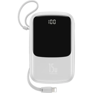 Baseus Q pow Digital Display 3A Powerbank 10000mAh (With IP Cable)White