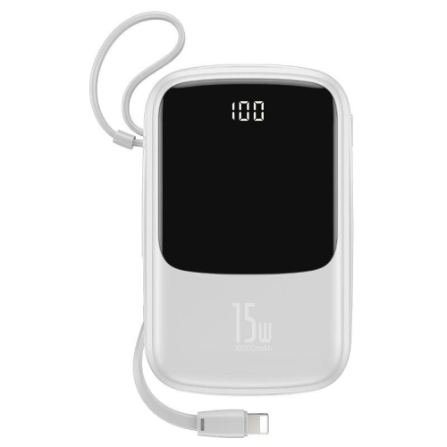 Kup Powerbank Baseus Qpow cu cablu Lightning, 10000mAh, 3A, 15W (alb) - BSU1182WHT - {ean13} - Sklep Home Screen