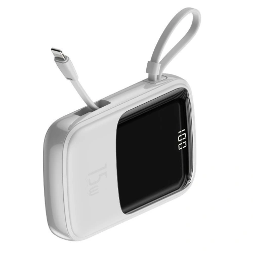 Kup Powerbank Baseus Qpow z kablem Lightning, 10000mAh, 3A, 15W (biały) - BSU1182WHT - {ean13} - Sklep Home Screen