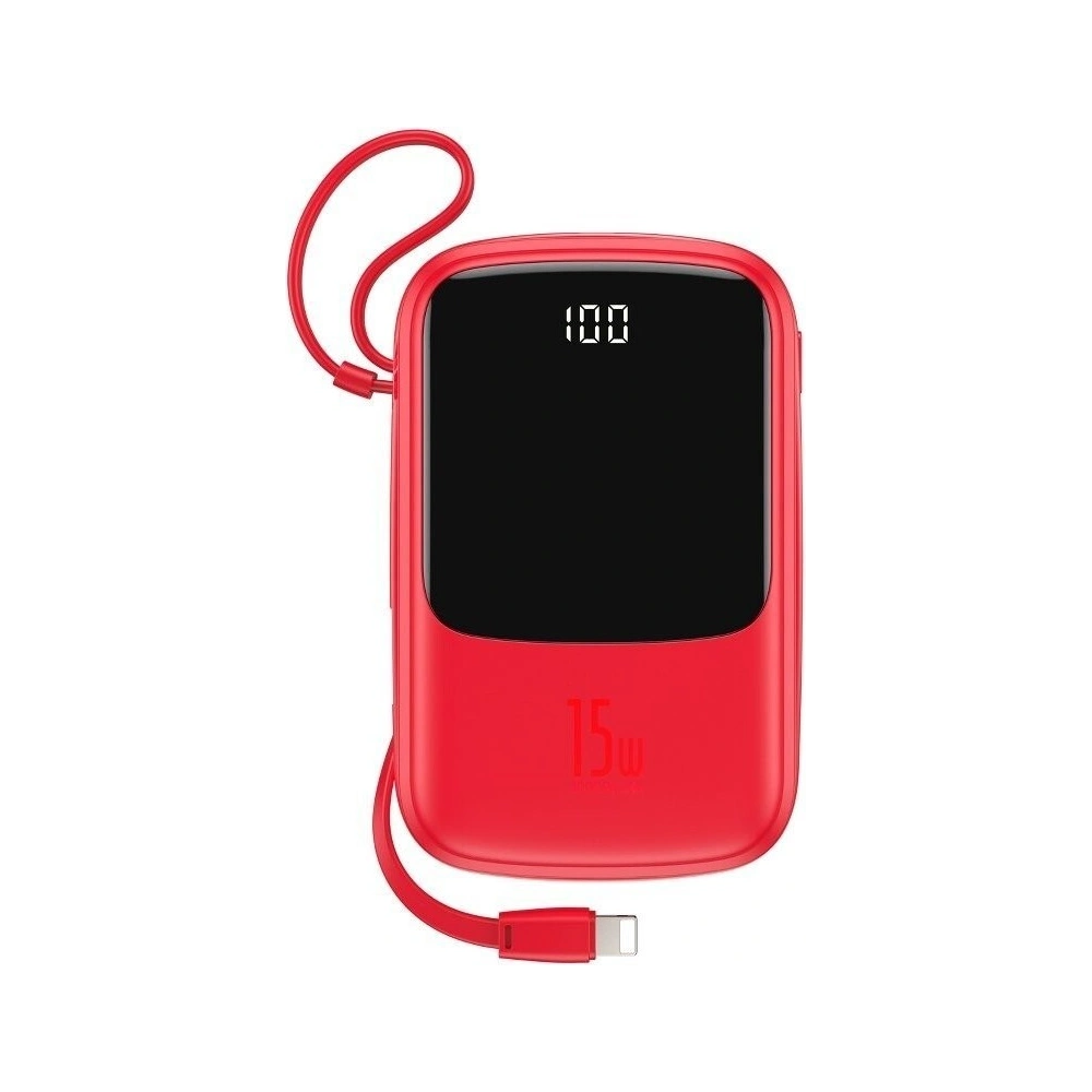Powerbank Baseus Qpow z kablem Lightning, 10000mAh, 3A, 15W (czerwony)