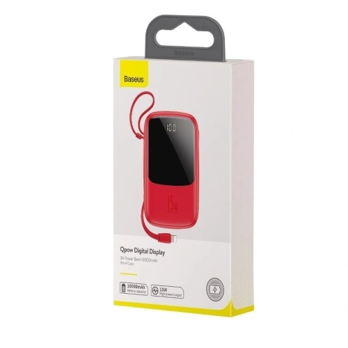 Kup Powerbank Baseus Qpow Lightning kábellel, 10000mAh, 3A, 15W (piros) - BSU1183RED - {ean13} - Sklep Home Screen