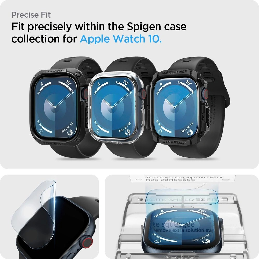 Szkło hybrydowe Spigen Elite Shield Ez Fit Apple Watch 10 / 11 46mm Clear [2 PACK]