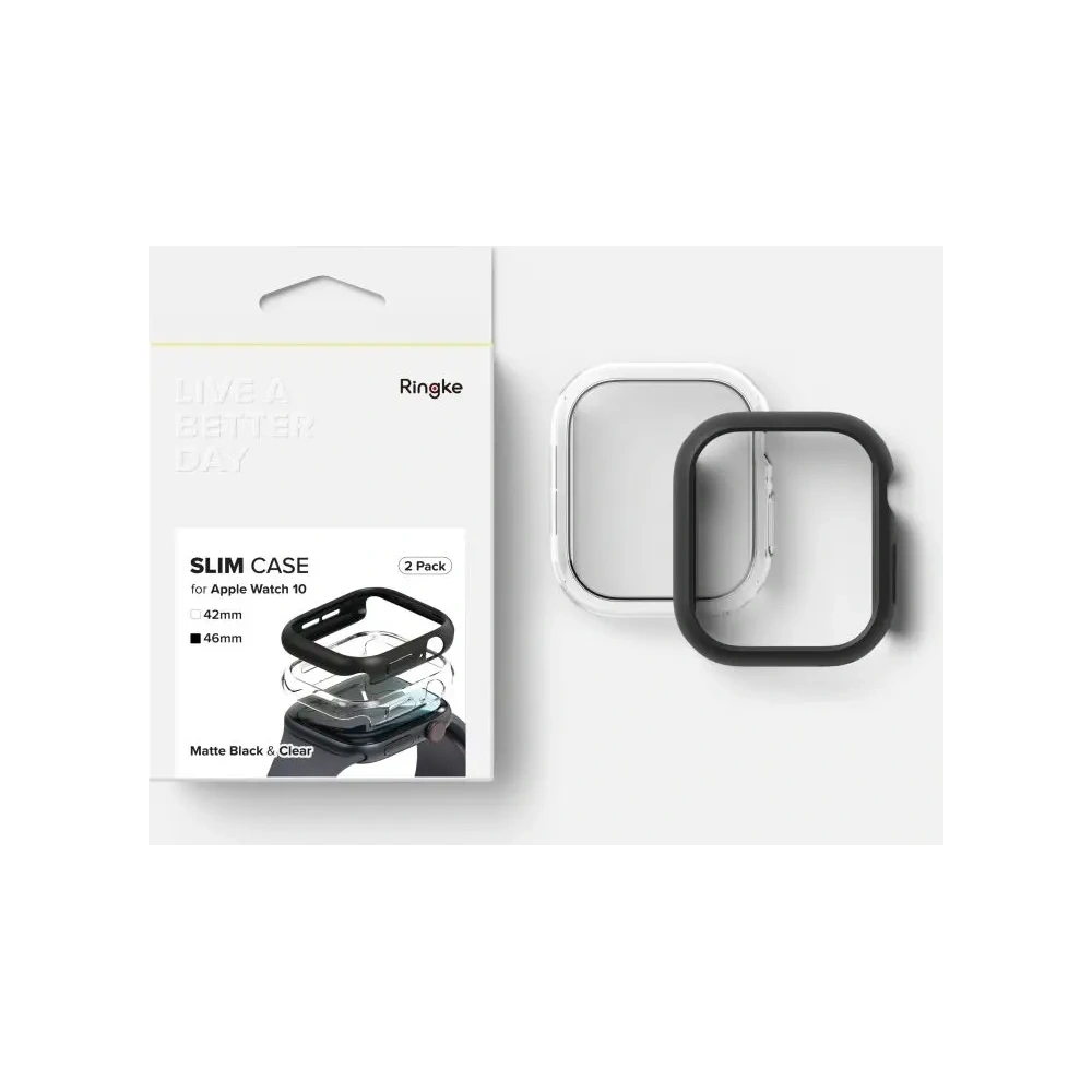 Etui Ringke Slim Apple Watch 10 / 11 46mm Clear & Matte Black [2 PACK]