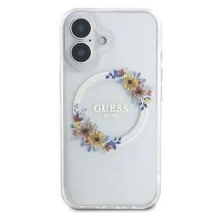 Kup Guess GUHMP16MHFWFCT Apple iPhone 16 Plus Hardcase IML Blumenkranz MagSafe transparent - GUE3638 - {ean13} - Sklep Home Screen