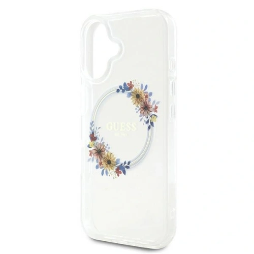 Buy Guess GUHMP16MHFWFCT Apple iPhone 16 Plus hardcase IML Flowers Wreath MagSafe transparent - GUE3638 - {ean13} - Home Screen Store Europe