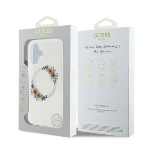 Kup Guess GUHMP16MHFWFCT Apple iPhone 16 Plus Hardcase IML Blumenkranz MagSafe transparent - GUE3638 - {ean13} - Sklep Home Screen