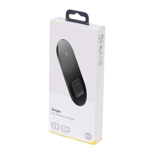 Kup Indukční nabíječka Qi 2w1 Baseus Simple Turbo, 20W pro smartphone a Apple Airpods (průhledná) - BSU1195CL - {ean13} - Sklep Home Screen