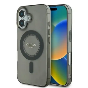 Buy Guess GUHMP16MPFTDTEK Apple iPhone 16 Plus hardcase IML Rhinestones MagSafe black - GUE3639 - {ean13} - Home Screen Store Europe