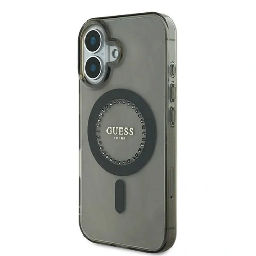 Buy Guess GUHMP16MPFTDTEK Apple iPhone 16 Plus hardcase IML Rhinestones MagSafe black - GUE3639 - {ean13} - Home Screen Store Europe