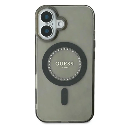 Buy Guess GUHMP16MPFTDTEK Apple iPhone 16 Plus hardcase IML Rhinestones MagSafe black - GUE3639 - {ean13} - Home Screen Store Europe