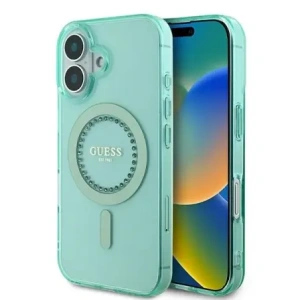 Buy Guess GUHMP16MPFTDTEN Apple iPhone 16 Plus hardcase IML Rhinestones MagSafe green - GUE3640 - {ean13} - Home Screen Store Europe