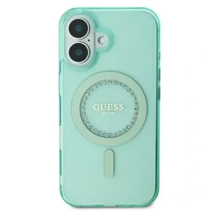 Kup Guess GUHMP16MPFTDTEN Apple iPhone 16 Plus Hardcase IML Rhinestones MagSafe grün - GUE3640 - {ean13} - Sklep Home Screen