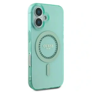 Kup Guess GUHMP16MPFTDTEN Apple iPhone 16 Plus hardcase IML cu strasuri MagSafe verde - GUE3640 - {ean13} - Sklep Home Screen