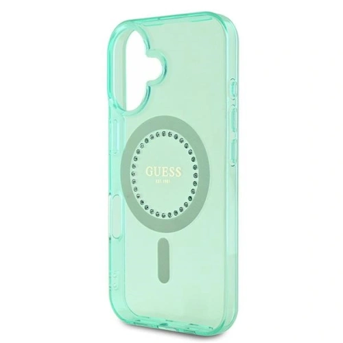 Kup Guess GUHMP16MPFTDTEN Apple iPhone 16 Plus Hardcase IML Rhinestones MagSafe grün - GUE3640 - {ean13} - Sklep Home Screen