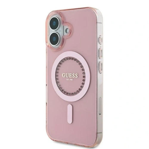 Buy Guess GUHMP16MPFTDTEP Apple iPhone 16 Plus hardcase IML Rhinestones MagSafe pink - GUE3641 - {ean13} - Home Screen Store Europe
