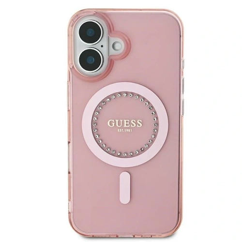 Buy Guess GUHMP16MPFTDTEP Apple iPhone 16 Plus hardcase IML Rhinestones MagSafe pink - GUE3641 - {ean13} - Home Screen Store Europe