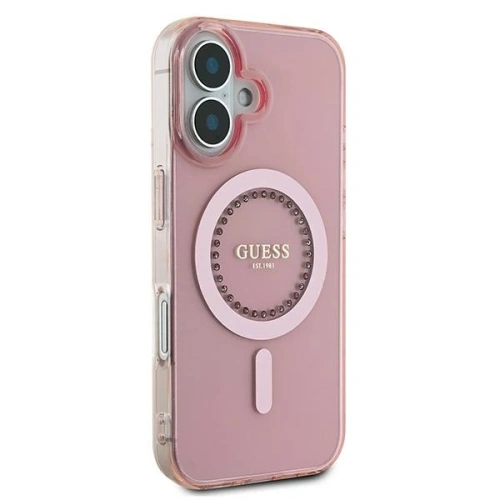 Buy Guess GUHMP16MPFTDTEP Apple iPhone 16 Plus hardcase IML Rhinestones MagSafe pink - GUE3641 - {ean13} - Home Screen Store Europe