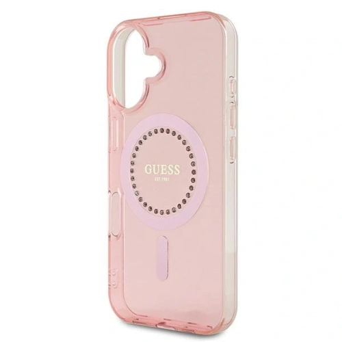Buy Guess GUHMP16MPFTDTEP Apple iPhone 16 Plus hardcase IML Rhinestones MagSafe pink - GUE3641 - {ean13} - Home Screen Store Europe