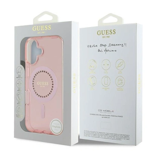 Buy Guess GUHMP16MPFTDTEP Apple iPhone 16 Plus hardcase IML Rhinestones MagSafe pink - GUE3641 - {ean13} - Home Screen Store Europe