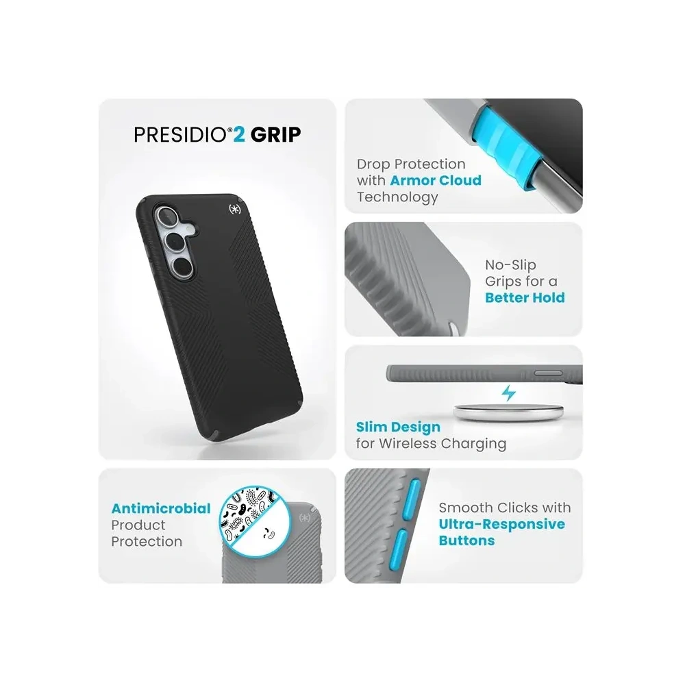 Etui Speck Presidio2 Grip Samsung Galaxy S24 FE (Black/Slate Grey/White)