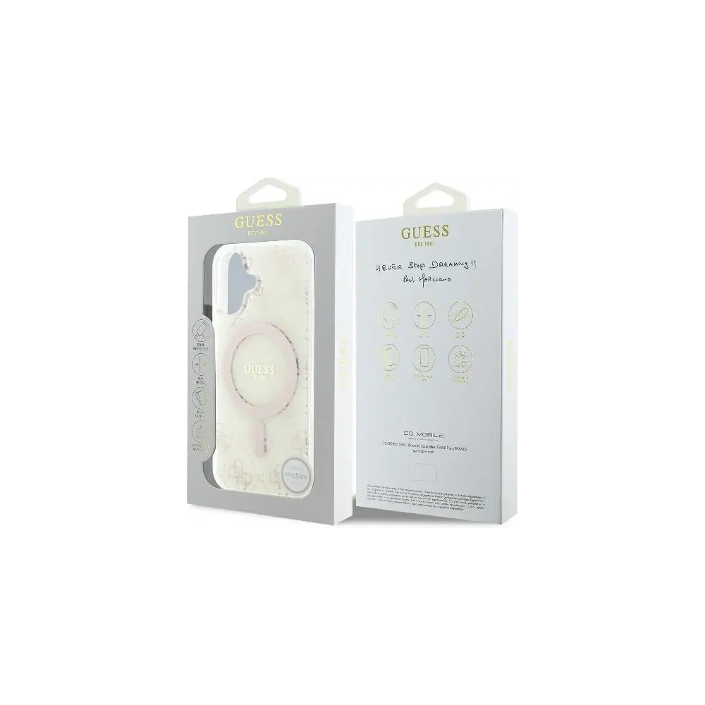 Etui Guess GUHMP16SH4DTEH Apple iPhone 16 hardcase IML 4G Background MagSafe biały/white