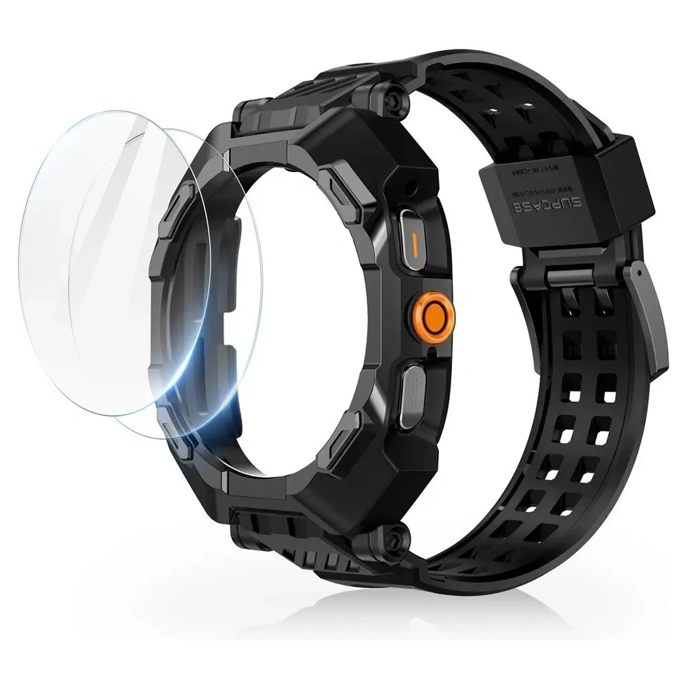 Etui Supcase Unicorn Beetle Pro & Tempered Glass [2 PACK] Samsung Galaxy Watch Ultra 47mm Black