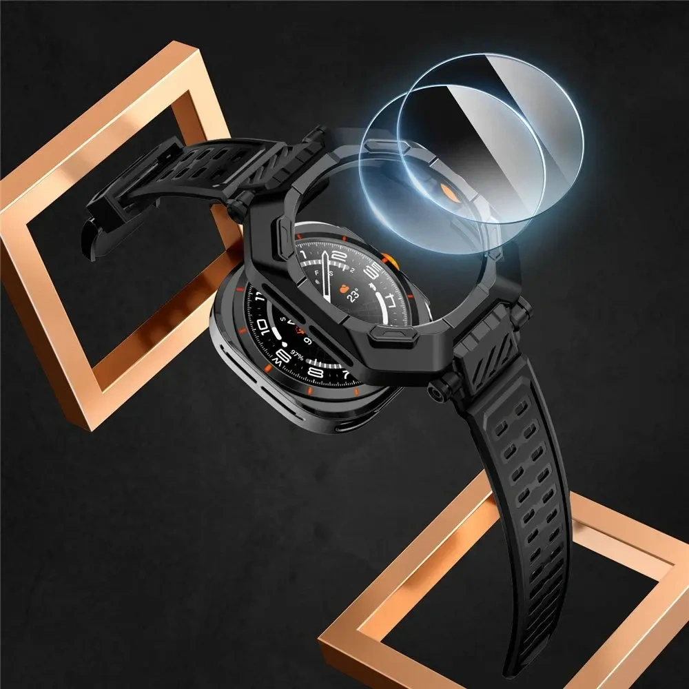Etui Supcase Unicorn Beetle Pro & Tempered Glass [2 PACK] Samsung Galaxy Watch Ultra 47mm Black
