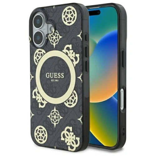 Kup Guess GUHMP16SH4PYEEK Apple iPhone 16 Hardcase IML Pfingstrose Auf 4G Hintergrund MagSafe schwarz - GUE3646 - {ean13} - Sklep Home Screen