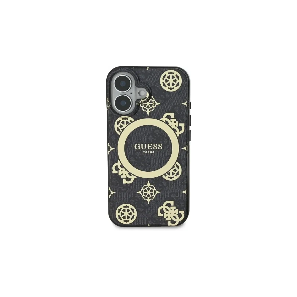 Etui Guess GUHMP16SH4PYEEK Apple iPhone 16 hardcase IML Peony On 4G Background MagSafe czarny/black