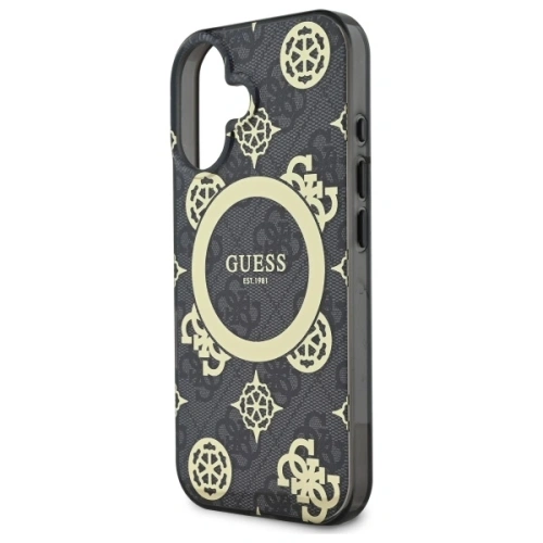 Buy Guess GUHMP16SH4PYEEK Apple iPhone 16 hardcase IML Peony On 4G Background MagSafe black - GUE3646 - {ean13} - Home Screen Store Europe
