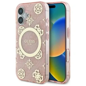 Buy Guess GUHMP16SH4PYEEP Apple iPhone 16 hardcase IML Peony On 4G Background MagSafe pink - GUE3647 - {ean13} - Home Screen Store Europe