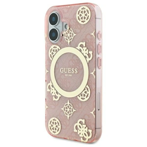 Buy Guess GUHMP16SH4PYEEP Apple iPhone 16 hardcase IML Peony On 4G Background MagSafe pink - GUE3647 - {ean13} - Home Screen Store Europe
