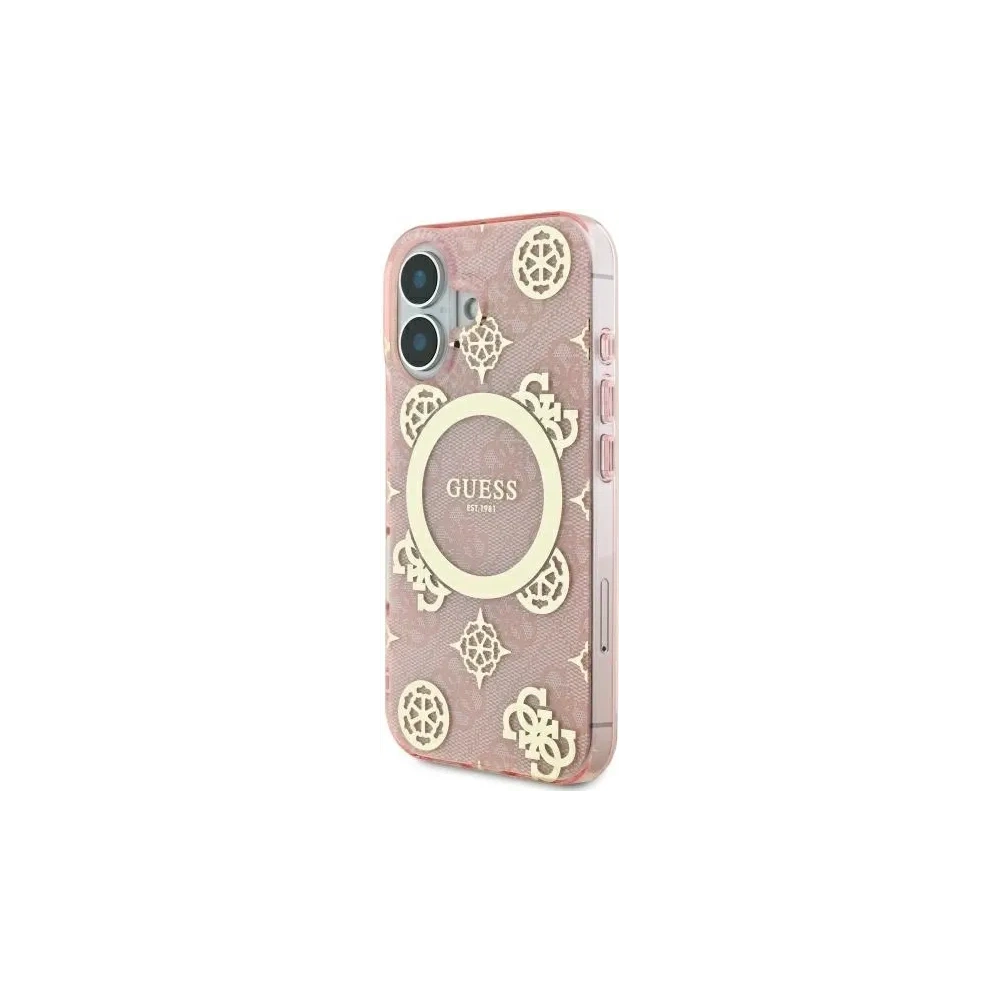 Etui Guess GUHMP16SH4PYEEP Apple iPhone 16 hardcase IML Peony On 4G Background MagSafe różowy/pink