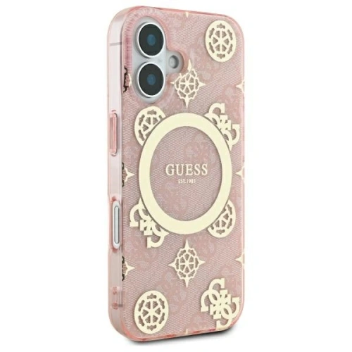 Buy Guess GUHMP16SH4PYEEP Apple iPhone 16 hardcase IML Peony On 4G Background MagSafe pink - GUE3647 - {ean13} - Home Screen Store Europe